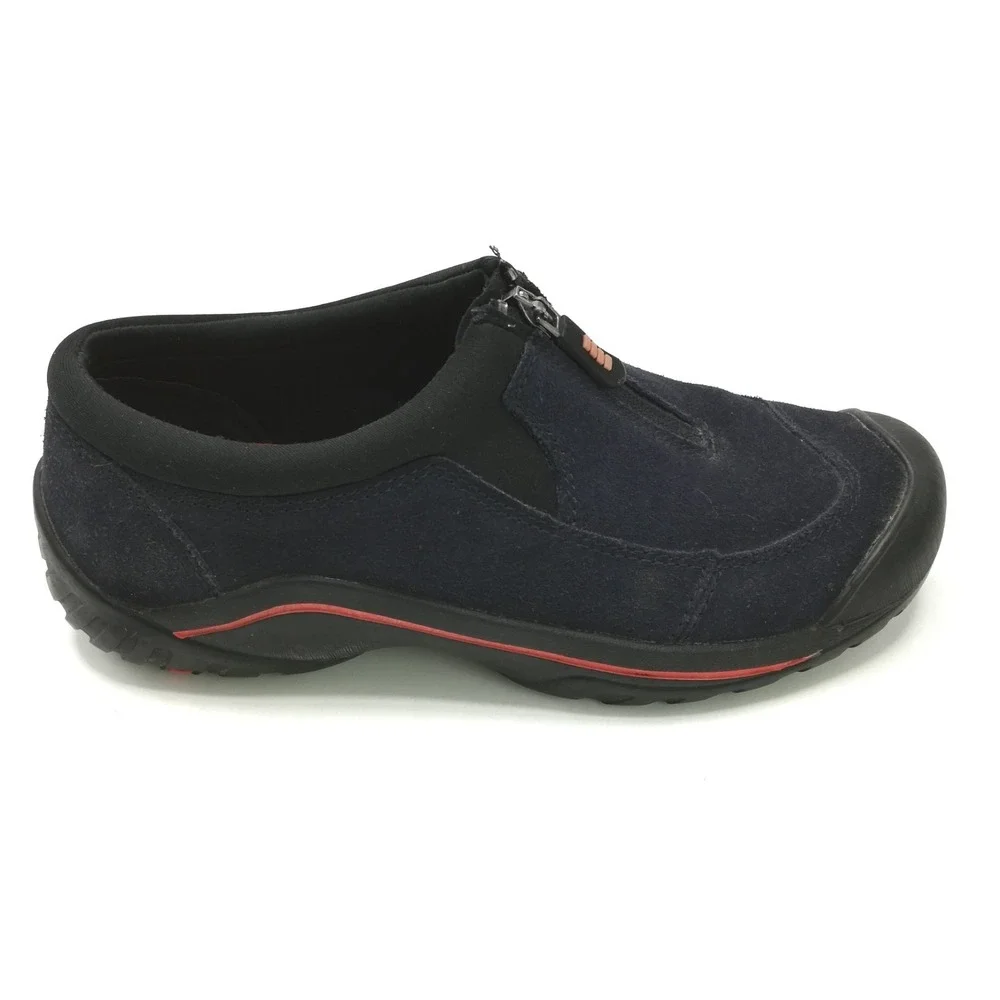 Lands End Shoes Womens Loafers All Weather Navy Suede Leather Slip On Zipper 6